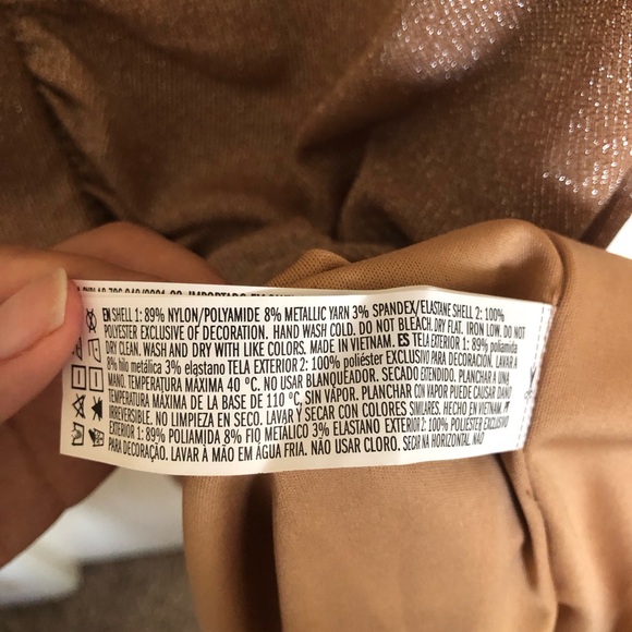 Forever 21 Gold Shimmer Ruched Side Slit Midi Dress NWOT - Picture 7 of 7